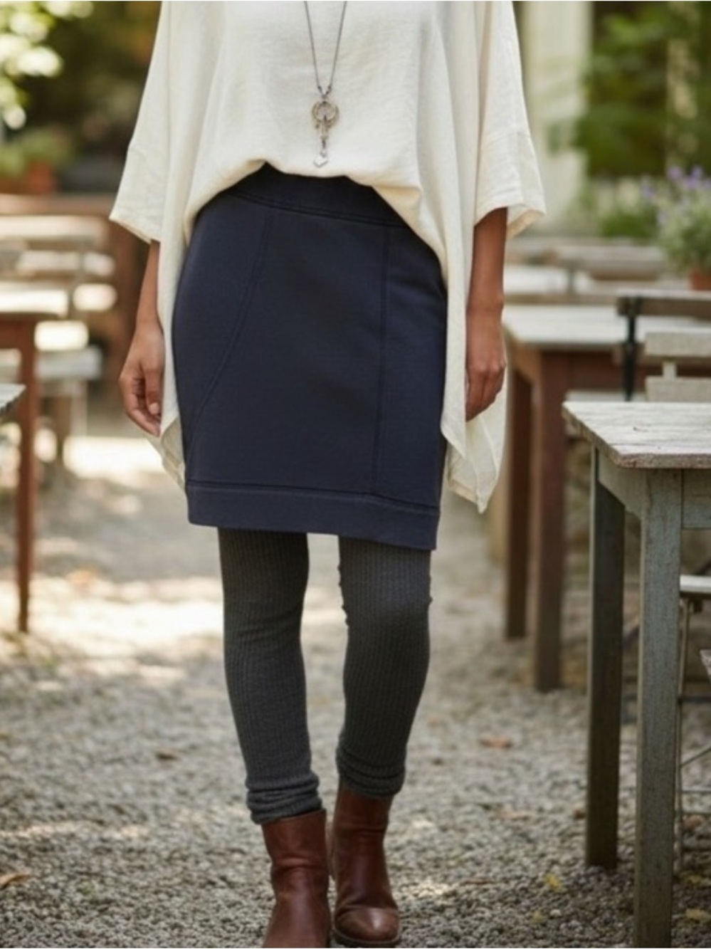 NWT Band of Outsiders Pull On Lagenlook Sweat Skirt Women's Size XL (4) Blue